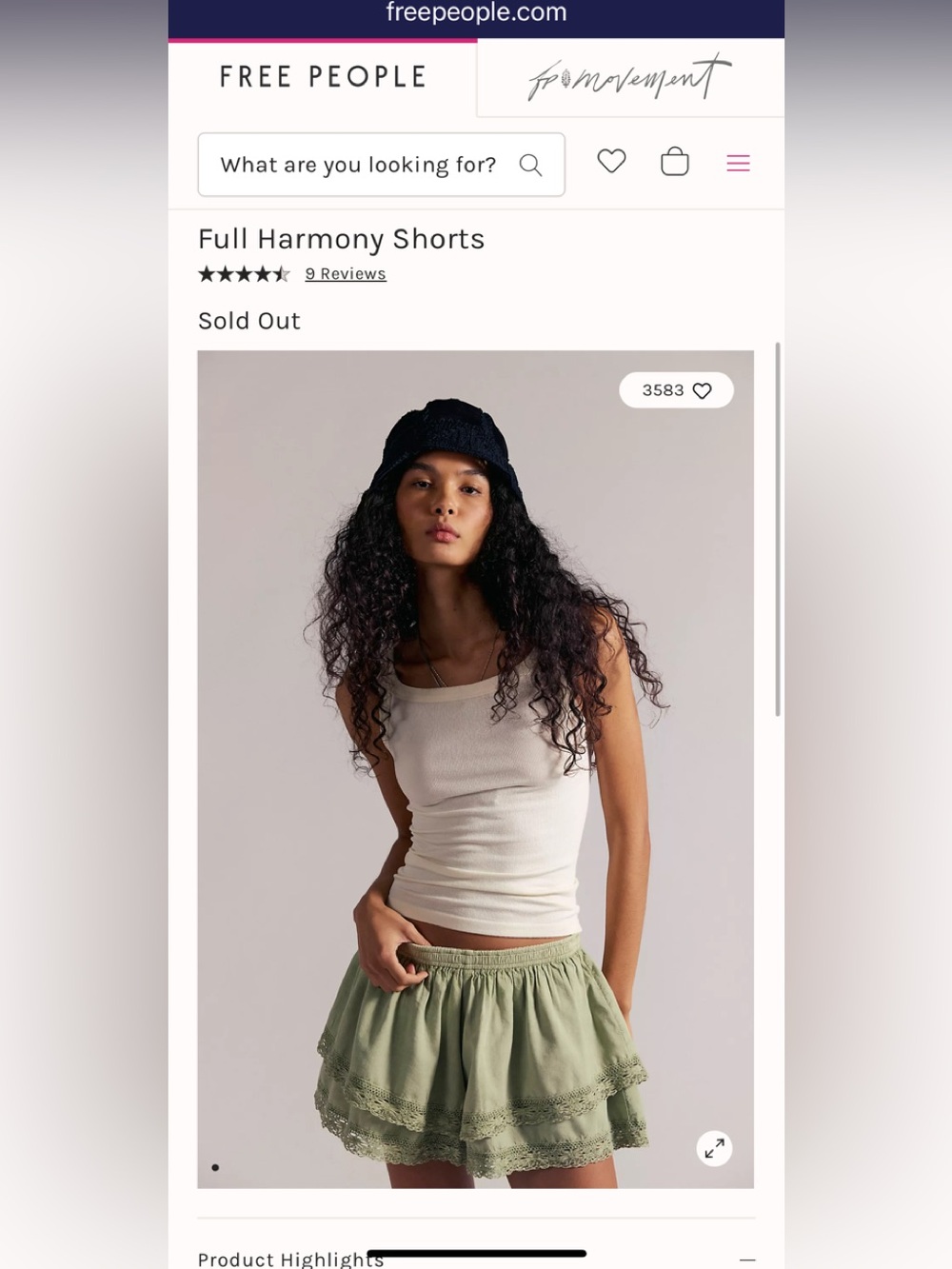 Free people, full harmony shorts, size, extra small, NWt